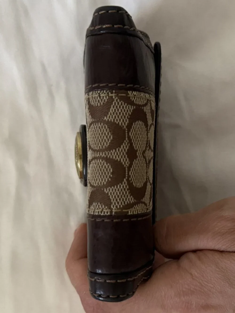 Coach Dark Brown Leather Canvas Wallet
